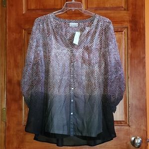 NWT Red white & black blouse